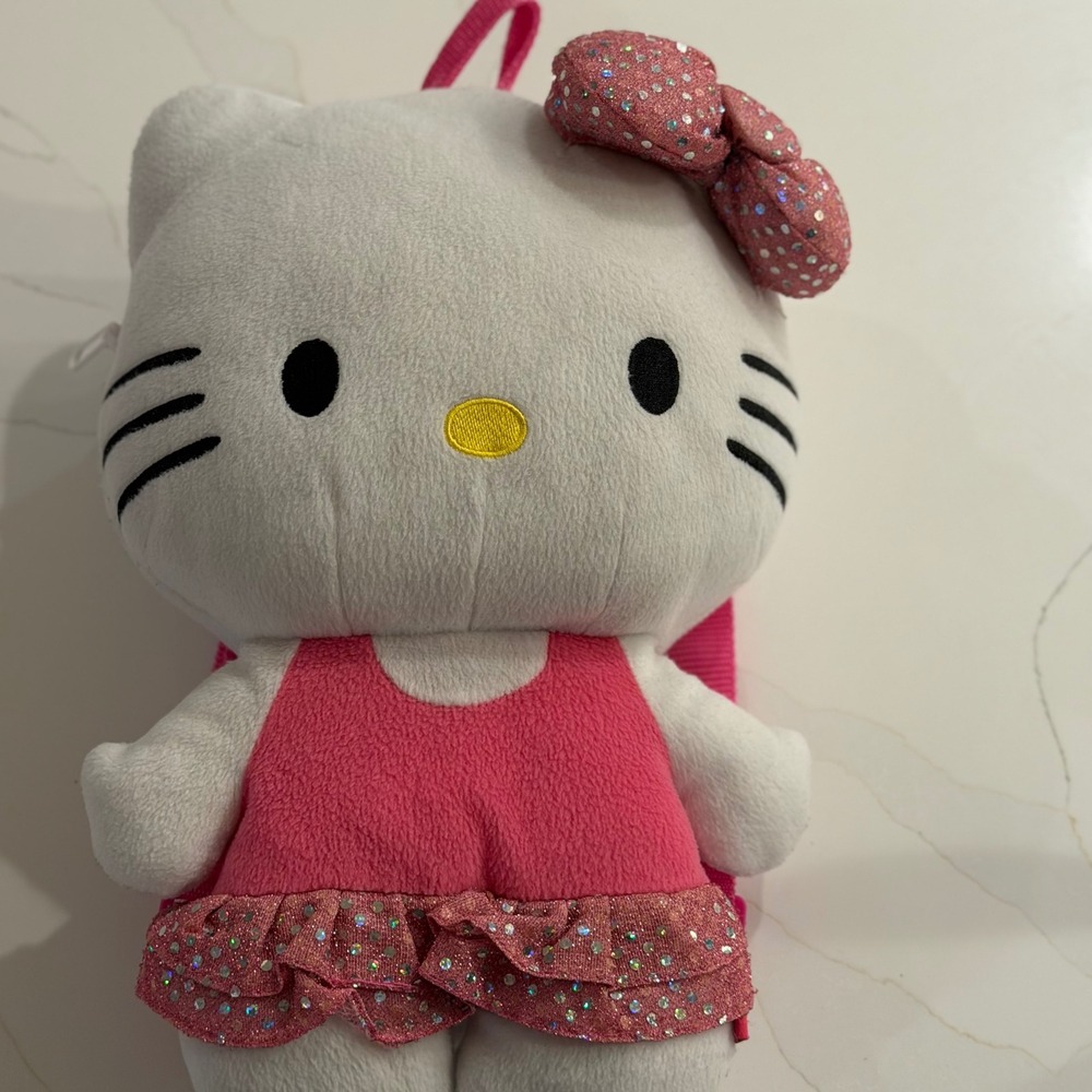 Sanrio Hello Kitty Plush Backpack Pink Ballerina Tutu‎ Glitter Bow Adjustable